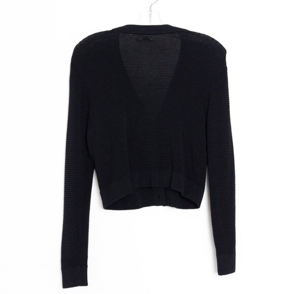 Aritzia Wilfred Light Cropped Cardigan Sweater Black Linen Blend Small - Picture 3 of 11
